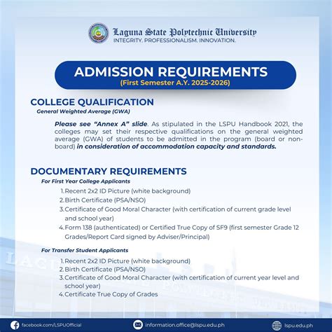 lspu sta cruz admission|Admission Requirements .